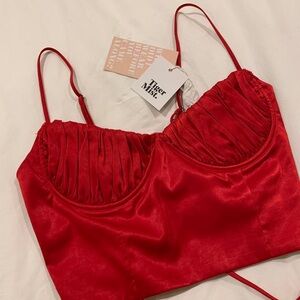 Tiger Mist Scarlet Satin Corset Top